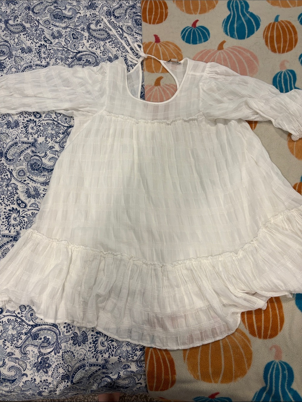 American Eagle Outfitters White Cotton Midi Dress with Ruffle Hem